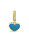 Kalp Model Lacivert Mineli Altın Kolye Ucu