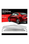 Fiat Egea Sedan 2015-2022 Krom Cam Çerçevesi 8 Parça Paslanmaz Çelik