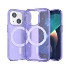 iPhone 14 Kılıf Şeffaf Simli ve Magsafe Özellikli Şık Dazzle Premium Sert Silikon Kapak