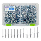 Toko Hobi-4 Alüminyum Pop Perçin Seti 411 Parça 13 Çeşit Organizer Takım Çantalı