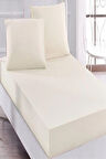 More Home Tek Kişilik Lastikli Çarşaf  Seti Yastık Kılıfı Krem