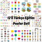 Besay Okul Öncesi Türkçe Eğitim Poster Seti 12'Li A4 Çerçevesiz