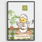 Besay Bornozlu Ördek | Eğlenceli Banyo ve Tuvalet Duvar Dekorasyonu | Mizahi Gazete Okuyan Ördek Posteri | A3 Tekli Çerçevesiz