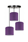 3lü Mor Kumaş Abajur Sarkıt Avize Modern Dekoratif Tasarım 