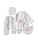 Kız Bebek Taçlı 5'li Hastane Çıkışı Yenidoğan Bebek Kıyafetleri Seti