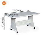 Eliusta Tekerlekli Mdf Masa %100 Mdf Bahçe Masası Ofis Sehpası Orta Sehpa Salon Masası Yemek Masası  