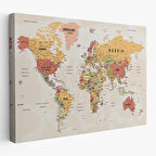 Harita Sepeti Dünya Haritası Son Derece Ayrıntılı Eğitici ve Öğretici Okyanuslu Kanvas Tablo-2531