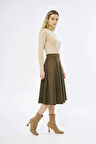 Midi boy Süet kiloş etek Vizon
