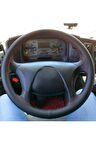 Universal Uyumlu Kamyon Tır Dikmeli Direksiyon Kılıfı Soft Siyah Kırmızı Ipli 45×10.5cm