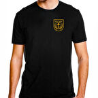 Alfa TSK Küçük Logo Sırtta Bayrak Sarı Baskılı Tişört Siyah