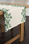 Keten Görünümlü Yaprak Desenli Runner 40x140