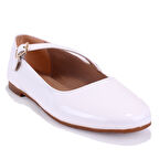 Dagoster DZA07-115055 Beyaz Rugan Günlük Babet Kadın Ayakkabı