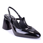 Dagoster DZA07-1133602 Siyah Rugan Klasik Topuklu Kadın Ayakkabı