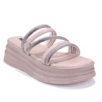 Dagoster DZA07-1241305 Bej Taşlı Spor Kadın Terlik