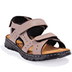 Dagoster DMA77-051 Bej Ortopedik Günlük Erkek Deri Sandalet