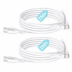 2 Adet x 2 Metre Kablo Seti, Type C-Lightning 27Watt PD Hızlı Şarj, Wahoo, Beyaz/Gümüş Metal