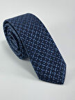  Lacivert Saks Desenli Slim Kravat