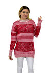Kadın Pullu Çizgili Oversize Kazak 7592 BGL-ST04076