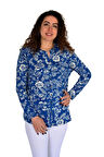 Kadın Çiçek Baskılı Düğmeli Viscon Bluz BGL-ST04268