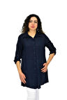 Kadın Lacivert Uzun Kol Gömlek BGL-ST04661