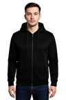Erkek Kapüşonlu Fermuarlı Siyah Sweatshirt BGL-ST04790