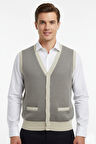 Erkek Düğmeli Yelek Cepli Çelik Örgü Klasik Kalıp BGL-ST04835