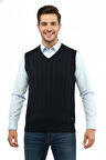 Erkek V Yaka Süveter Çelik Örgü Regular Kalıp 5209H BGL-ST04843