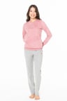 Kadın Bisiklet Yaka Uzun Kollu Pijama Takımı S26123 RAHAT KUMAŞ CEPLİ