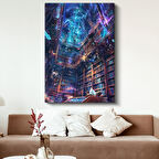 Büyülü Kütüphane - Işıltılı Kitaplar Diyarı Anime Kanvas Tablo