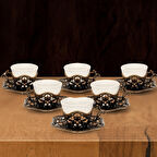  Elisa Altılı Yaldızlı Kahve Sunum Seti - Metal İşlemeli Kahve Fincan Takımı (Farklı Renk Seçenekli)