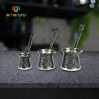 Üçlü Cezve Takımı Zamaktan Cezveler 3 Farklı Boy