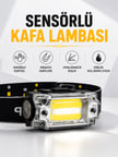 Sensör Kontrollü Şarjlı Beyaz Led Kafa Lambası Ve El Feneri