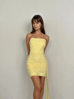 SARI STRAPLEZ TÜL ELBİSE