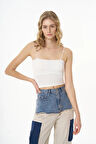 Askılı Crop Basic Atlet Beyaz