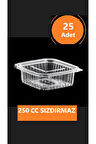 Sızdırmaz Düz Kapaklı Şeffaf Plastik Kap – 250 cc kapasiteli, 25 Adet, Gıda Saklama ve Servis Kabı
