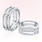 Beyaz Lazer Kesimli Altın Alyans 2601