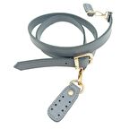 Gerçek Deri Çift Kat Dikişli Uzun Sap Gri