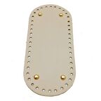 Gerçek Deri Krem 25X12 cm Oval Light Gold Metalli Çanta Tabanı