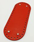 Suni Deri Kırmızı Renk 30X12 cm Oval Çanta Tabanı (Gümüş Aparatlı)