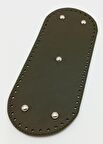 Suni Deri Haki Renk 30X12 cm Oval Çanta Tabanı (Gümüş Aparatlı)