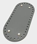 Suni Deri Gri Renk 25X12 cm Oval Çanta Tabanı (Gümüş Aparatlı)
