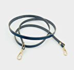 Gerçek Deri Spagetti Model Lacivert Light Gold Metal Çanta Sapı