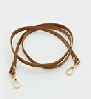 Gerçek Deri Spagetti Model Taba Light Gold Metal Çanta Sapı