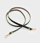 Gerçek Deri Spagetti Model Kahverengi Light Gold Metal Çanta Sapı