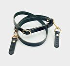 130X1,5 Cm Siyah Gerçek Deri Light Gold Tokalı Çanta Sapı