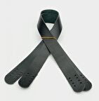 Siyah Renk Gerçek Deri 60X3 Cm Çift Sap