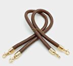 Kahverengi Örme Çanta Sapı Light Gold Metal