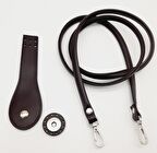 Suni Deri Cep Telefonu Seti Dikişli Kahverengi Gümüş Metalli