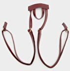 Suni Deri Bordo Renk Sırt Çantası Sapı Light Gold Metalli