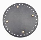 Lacivert Suni Deri 20 cm Yuvarlak Çanta Tabanı Light Gold Metalli